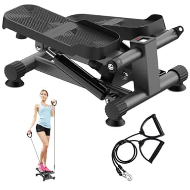 Dskeuzeew Stepper 2 in 1 per la casa con Power Ropes, mini stepper per cyclette con display a LED, sistema idraulico, stepper per allenamento di gambe/braccio/butt, carico massimo 150 kg