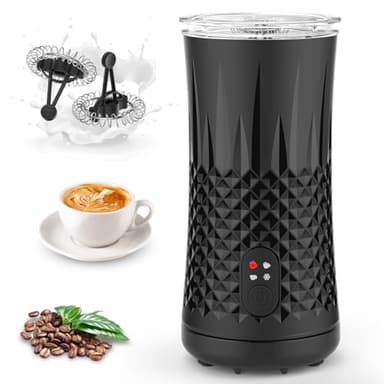 Dreamhigh® Montalatte Elettrico Cappuccino 4 in 1, 400W Cappuccinatore Elettrico Rivestimento Antiaderante, Schiuma Latte Elettrico con 2 Agitatori, per Macchiato, Latte, Cacao Caldo-240ML