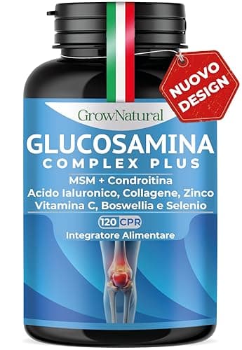 Glucosamina Condroitina MSM alto Dosaggio - Integratore Articolazioni e Cartilagine con Vitamina C, Collagene, Acido Ialuronico, Boswellia, Zinco, Manganese e Selenio - Made in Italy