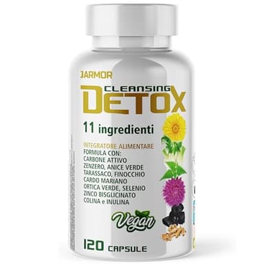 Complesso Di Cardo Mariano 120 Capsule | Detox Fegato e Intestino con Tarassaco, Zenzero | Drenante Forte, Depurativo Fegato, Diuretico Per Sgonfiare Pancia e Addome - J.Armor Pharma
