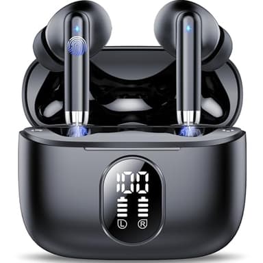 QXQ Auricolari Bluetooth 5.4 con ENC 4HD - Cuffie Wireless Impermeabili IP7, 40 Ore Autonomia, 3D HiFi Stereo, Display LED, Cancellazione Rumore per Sport/Lavoro