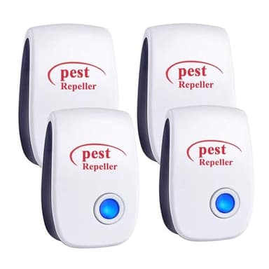Repellente Ultrasuoni per Zanzare, Antizanzare Ultrasuoni per,Topi, formiche, Insetti, Ratti, Scarafaggi, Mosche, Pulci- Repeller ultrasonico Controllo dei parassiti di Human & Pet Friendly (4 Pack)