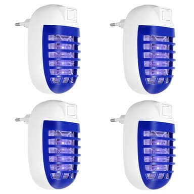 4PCS Lampada Antizanzare Elettrica, Anti Zanzare Mosche Elettrico da Presa con Luce UV LED, Atossica e Sicur, Risparmio Energetico Elettroinsetticida, Ammazza Insetti Lampada Notte Notturna Casa