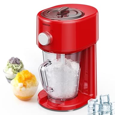 Reemix Tritaghiaccio Elettrico per Granite, 3 Modalità di Funzionamento per Ghiaccio Grosso e Fine, Lame in Acciaio Inox, Chiusura di Sicurezza (Rosso)