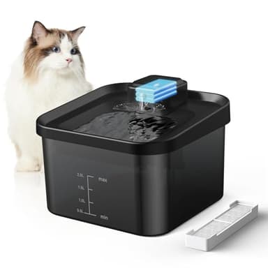 EVARY 2L Fontanella per Gatti Senza Fili Fontana per Gatti Alimentata a Batteria da 4000 mAh, Fontanella per Gatti con Sensore a Infrarossi, Funziona Silenziosamente Senza Elettricità