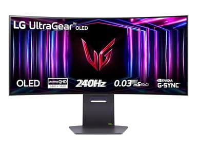 LG UltraGear OLED 34GS95QE Monitor Gaming 34", 21:9 Curvo (800R), WQHD (3440x1440), OLED, 240Hz, 0,03ms (GtG), G-Sync, FreeSync Premium Pro, HDR 400 True Black, HDMI 2.1, DisplayPort, Nero
