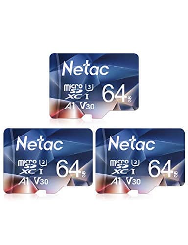Netac 64G Scheda Micro SD, Scheda di Memoria 3 Pack, A1, U3, C10, V30, 4K, 667X, UHS-I, Velocità Fino a 100/30 MB/Sec(R/W), Micro SD Card per Telefono, Videocamera, Switch, Gopro, Tablet