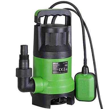 Bakaji Pompa Immersione Elettropompa Sommersa Acque Scure Sporche Potenza 400 W Portata 7000L/h Profondità Massima 7 Metri con Fondo Piatto Maniglia per il Trasporto e Cavo 10 metri (7000 Litri/h)