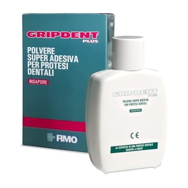 Gripdent Plus - Polvere Super Adesiva per Dentiere e Protesi Dentali - Non Crea Irritazioni, Fissaggio Molto Semplice