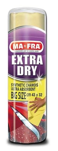 Ma-Fra, Panno Extra Dry, Scamosciato Sintetico, Asciuga Senza Lasciare Aloni, Super Assorbente, Resistente All'usura, Adatto per Auto, Moto, Camper, 43 x32cm