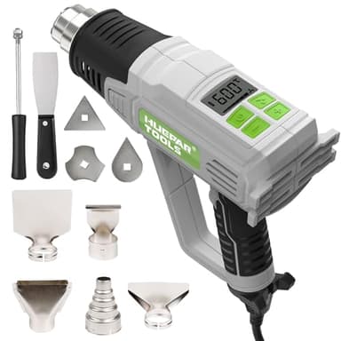 Pistola ad Aria Calda，Huepar Tools HG01 Pistola Termica Professionale 2300W con LCD Display Temperatura Regolabile (50℃- 660℃), 10 Accessori per Restringere il PVC, la Sbucciatura della Pittura