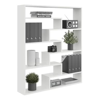 KUBUTKU Libreria grande da parete con 7 scomparti, 119 x 103 x 18 cm, REGAL-17
