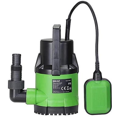 Bakaji Pompa Immersione Elettropompa Sommersa Acque Chiare Potenza 250W Portata 5000L/h Profondità Massima 7 Metri con Fondo Piatto Maniglia per il Trasporto e Cavo 10 metri