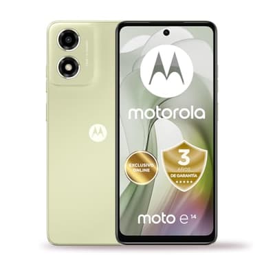 Motorola Moto E14, 2/64GB, Display HD+ 6,56" e 90Hz, Dolby Atmos Audio Camera con IA, Android 14, Batteria da 5000mAh con TurboPower 15, processore Octa-Core, Dual SIM, Verde