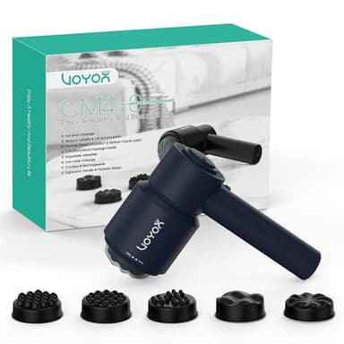 VOYOR-HEALTH Senza Corda Massaggiatore Anticellulite, Palmare Elettrico Vibromassaggiatore per Alleviare la Fatica e Rilassare I Muscoli, Massaggiatore Portatile a 5 Teste Multifunzionali CM410, Blu