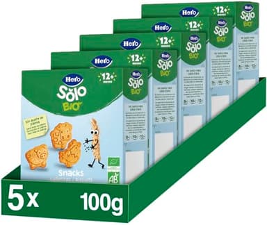 Hero Solo Bio, Biscottini Animaletti 100% Biologici, senza zuccheri aggiunti e senza olio di palma - 5 confezioni da 100 gr
