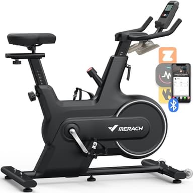 Cyclette MERACH per casa, bici da ciclismo indoor con resistenza magnetica, cyclette Bluetooth con monitoraggio dati APP, capacità di peso 130 kg e supporto per iPad