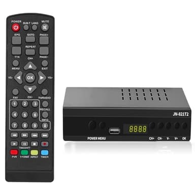 Decoder Digitale Terrestre 2025, Decoder DVB-T2 H.265 HEVC Main 10Bit, Ricevitore Digitale Terrestre USB PVR Lettore Multimediale, Full HD 1080p, HDMI, SCART