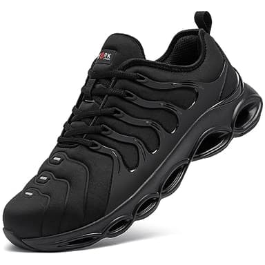 LARNMERN Scarpe Antinfortunistiche Uomo Leggere Scarpe Antinfortunistica Comodo Moda con Punta in Acciaio Traspiranti Scarpe da Lavoro Ammortizzazione(Nero,44.5 EU)