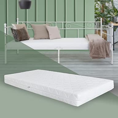 ML-Design Materasso Ortopedico Memory Foam Certificato Oeko-Tex Standard in Schiuma Fredda Bianco 90 x 200 x 16 cm Ipoallergenico Rivestimento Sfoderabile Lavabile Antibatterico H4 Extra Rigido