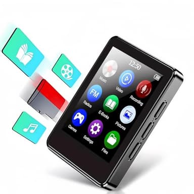 Weinsamkeit Lettore MP3 1.8” Touchscreen con Bluetooth 5.0, Lettore Musicale Portatile con Altoparlante/Registratore Vocale/Radio FM/Libro/Video, 64 GB Integrati, Scheda TF Espandibile a 128 GB