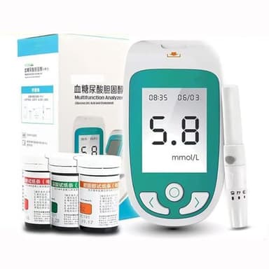 Monitor 3 In 1 Del Colesterolo Dell'acido Urico Del Glucosio, Kit Per Analisi Del Sangue Domestico, Memorizzazione Di 300 Set Di Dati, Design a Sifone Con 50 Analizzatori Di Glucosio Nel Sangue + 25 D