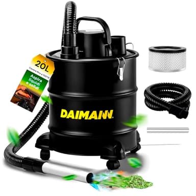 Avilia Bidone Aspiratutto Senza Sacco in Metallo 900W 20L con Filtro HEPA Lavabile e Ruote - Aspiracenere Barbecue e Aspira Foglie - 39,5x30,5x30,5cm