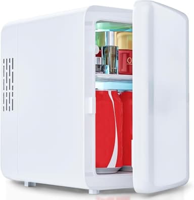 VIYSPNV Mini Frigo 4L per Cosmetici e Cura della Pelle, Frigorifero Portatile con Funzione di Raffreddamento e Riscaldamento per Auto e Casa, 220V AC 12V DC Frigorifero da Letto e Uffici