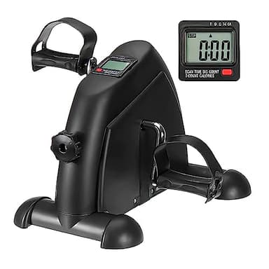 LAZY SPORTS Pedali statici - Mini bici statiche - Macchine per gambe - Allenamento di braccia e gambe Display LCD e resistenza regolabile (NEGRO)