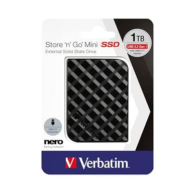 Verbatim SSD Store 'n' Go Mini - 1 TB - Nero - 35 g - SSD esterno - SSD USB 3.0 - SSD esterno - per Windows e Mac OS X - unità portatile - USB-C - unità flash esterna