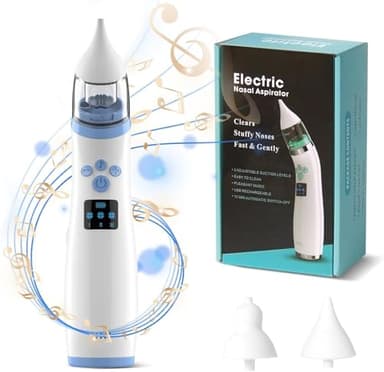 LuLuanping Aspiratore Nasale Elettrico, Succhia Moccio Automatico Per Bambini, Pulisci-Naso, 3 Livelli Di Aspirazione, Anti-riflusso, Con luce LED e Musica Funzione, Ricaricabile