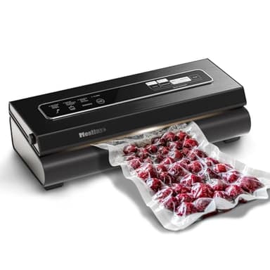 Macchina per sottovuoto da 90 kpa 6 in 1, compatta, per la conservazione sottovuoto degli alimenti, con taglierina, 2 rotoli di sacchetti, 5 sacchetti pretagliati (grigio)
