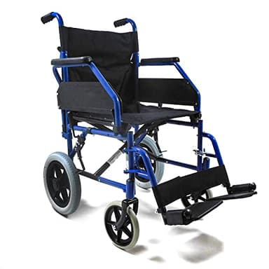 Carrozzina Sedia a Rotelle Pieghevole da Transito per Anziani e Disabili con Braccioli Ribaltabili, Cintura di Sicurezza, Pedane Estraibili, Ruote Piene e Freni di Stazionamento (42 cm)