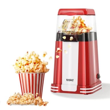 YASHE Popcorn Machine Retro, 1200 W Hot Air Popcorn Maker con Misurino, One-Touch, Senza Olio, Perfetta per il Cinema Casa, le Serate Cinematografiche, le Feste