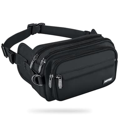 AGPTEK Marsupio Sportivo Uomo&Donna con 5 Tasche, Marsupio Lavoro Grande, Marsupio alla moda con RFID, Marsupio Portasoldi con Cintura Regolabile per Corsa, Campeggio, Viaggio