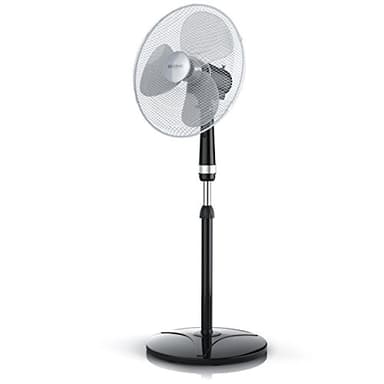 Brandson - Ventilatore a piantana Classico - 42cm Diametro - Oscillazione 80° - 3 Livelli di Potenza - 50W - Elevato Flusso d'Aria - Silenzioso - Argento Nero