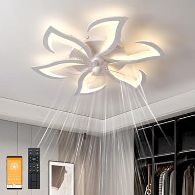 MYYCX Ventilatore da Soffitto con Luce e telecomando, Dimmerabile LED Plafoniere, Lampada da soffitto con Ventilatore Regolabile 6 Velocità/Reversibili, Memoria, Tempistica (70cm/6 Luce)