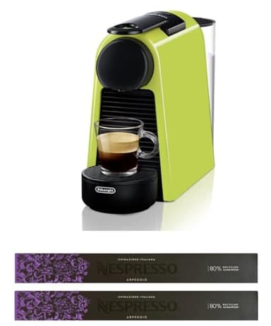 Nespresso Essenza Mini EN85.L, Macchina da caffè di De'Longhi, Sistema Capsule Original, Serbatoio acqua 0.6L, Lime Green con 20 Capsule Original Firenze Arpeggio