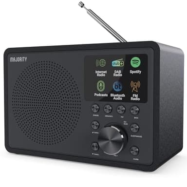 Radio Portatile DAB | Radio DAB Casa con Wifi e FM | Internet Radio Wifi con Bluetooth e Spotify Connect | Degli Allarmi Multipli e di Frontiera OKTIV | Majority Touro