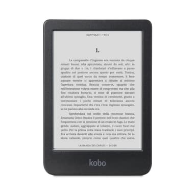 Kobo Clara BW | eReader | Display antiriflesso HD in bianco e nero E Ink Carta 1300 da 6” | Modalità Scura| I Audiolibri | Impermeabile | Nero
