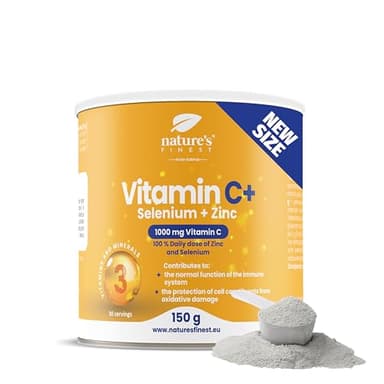 Nature's Finest Vitamina C + Selenio + Zinco | 1000mg di vitamina C per porzione | 100% dose giornaliera di zinco | Adatto a vegetariani e vegani