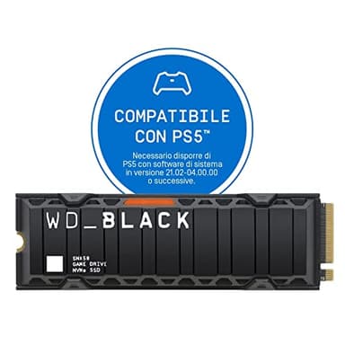 WD_BLACK SN850 2TB NVMe SSD per il gaming con dissipatore di calore - Funziona con PS5; Formato M2 2280; Tecnologia PCIe Gen4; Velocità di lettura fino a 7000MB/s