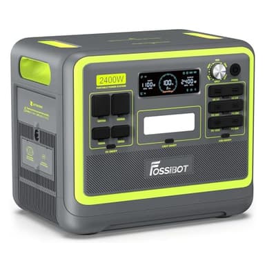 FOSSiBOT F2400 Centrale Elettrica Portatile e Generatore Solare, Batteria di Backup LiFePO4 da 2048 Wh, Uscita CA 2400 W (Picco 4800 W), presa CA, CC, USB, adatta per Camper e Viaggi All'aperto.