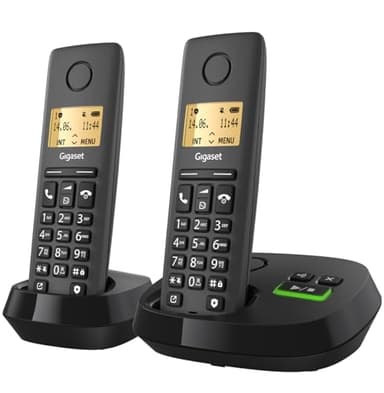 Gigaset PURE 120A Duo - Due cordless con Segreteria - Display Illuminato, Nero Antracite [Compatibile in IT, DE, FR, NL, BE, CHE, AUT]