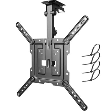 PUTORSEN 23-55 pollici Supporto TV soffitto, Girevole Ripiegabile Supporto TV da Soffitto per Soffitto Piano e Soffitto Inclinato, Porta TV da Soffitto Fino a 20kg con Max VESA 400x400mm,Nero