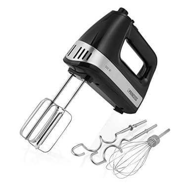 Princess Frusta Elettrica Power 500 W, Acciaio Inox, 5 velocità, Nero-Argento