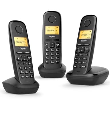 Gigaset A170 Trio - Tre Telefoni DECT Wireless - Display grafico illuminato - Facile da usare - Installazione semplice, Nero [Versione Italiana]