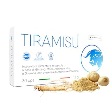 Dr. Corradini Tiramisù Integratore Uomo per Vigore con Maca Peruviana, Arginina, Citrullina, Ashwagandha, Caffeina, Ginseng - Made in Italy, 30 Giorni di Fornitura