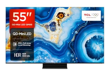 TCL 55QM8B TV Mini LED 55”, Pannello QLED 144Hz, 4K HDR Premium 1300nit, Google TV (Dolby Vision IQ - Atmos, Audio Onkyo, Compatibile con Google Assistant, Alexa, AirPlay2)