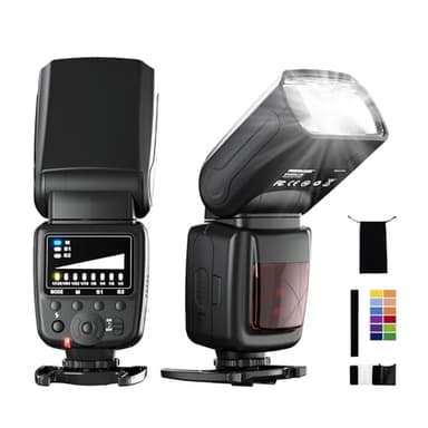 PHOTOOLEX Flash Speedlite per Canon Nikon Sony Panasonic Olympus Fujifilm Pentax Sigma Minolta Leica e Altre SLR Digitale Film SLR Videocamere e Fotocamere Digitali con Single-Contact Hot Shoe